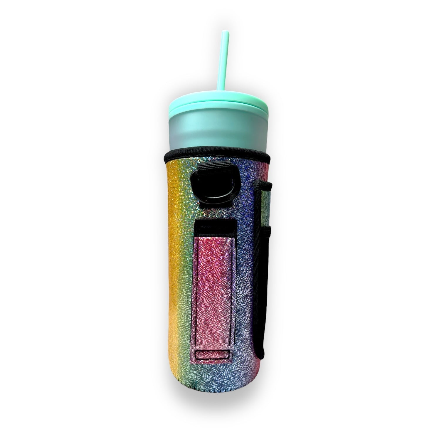 Iridescent Rainbow 30-40oz Tumbler Handler™  With Carrying Strap