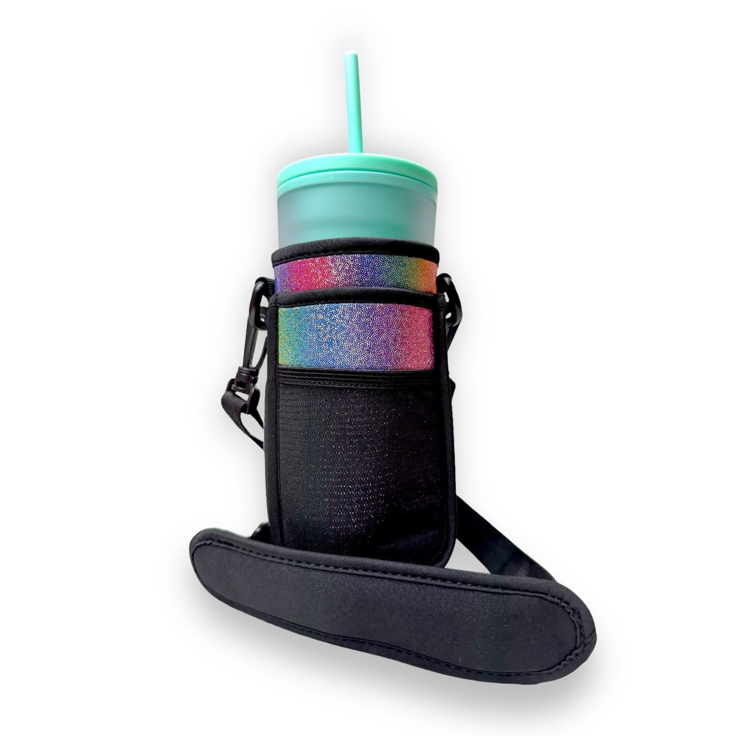 Iridescent Rainbow 30-40oz Tumbler Handler™  With Carrying Strap