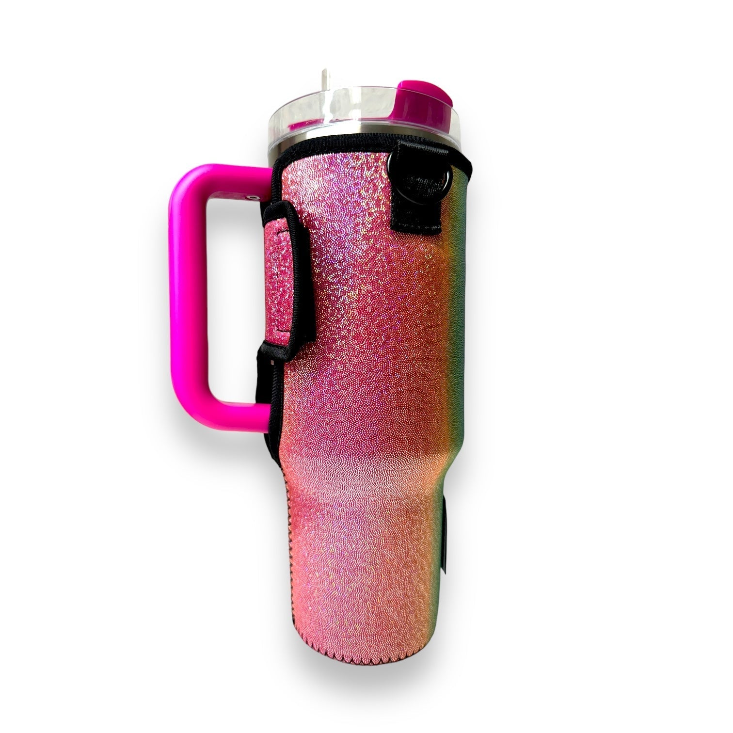 Iridescent Rainbow 40oz Tumbler With Handle Sleeve