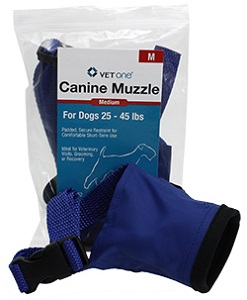 VetOne Nylon Padded Canine Muzzle, Medium (25-45 lbs)