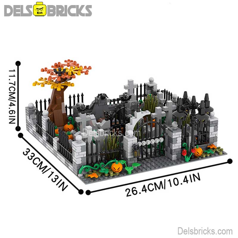 Halloween Cemetary Playset - New Lego Minifigures Horror Custom Toys