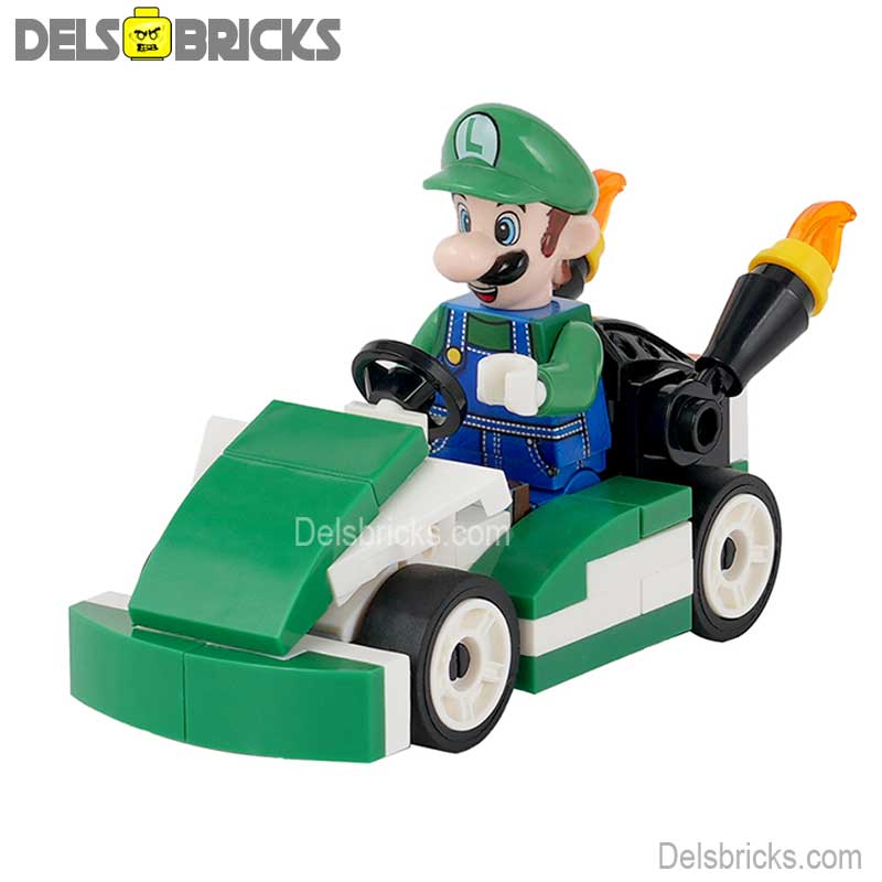 Luigi Kart Super Mario Brothers Lego Minifigures Custom Toys