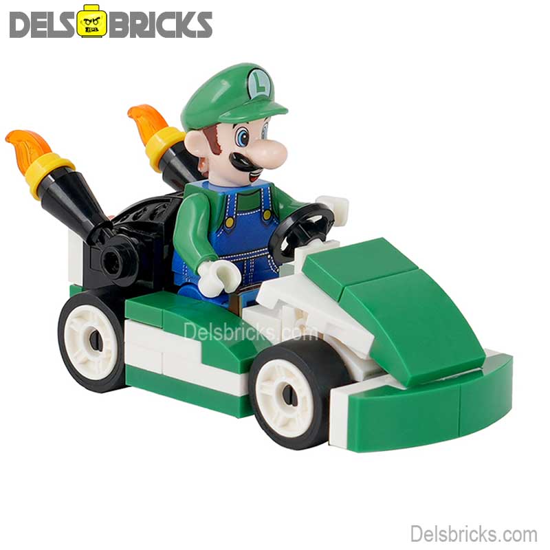 Luigi Kart Super Mario Brothers Lego Minifigures Custom Toys