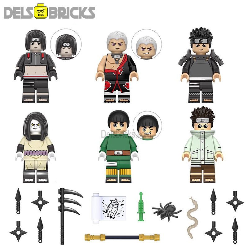 Naruto set of 6 Lego Anime Minifigures Custom Toys S9
