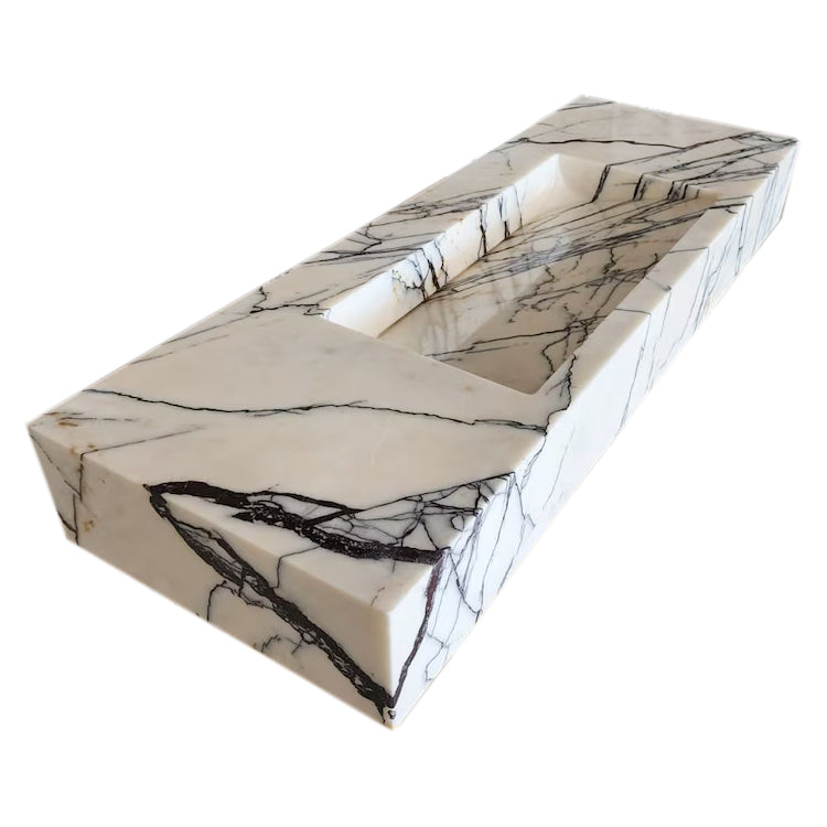 New York Marble Wall-mount Bathroom Sink Hidden Drain Polished (W)16" (W)33" (H)6"