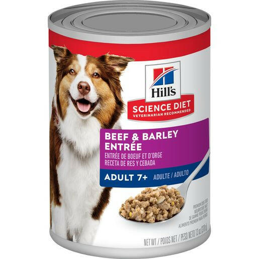 Hill's Science Diet Senior 7+ Canned Dog Food, Beef & Barley Entrée (13.1 oz x 12 cans)