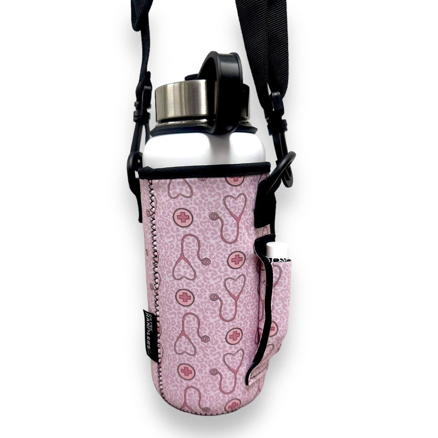 Nurse Leopard 30-40oz Tumbler Handler™  With Carrying Strap