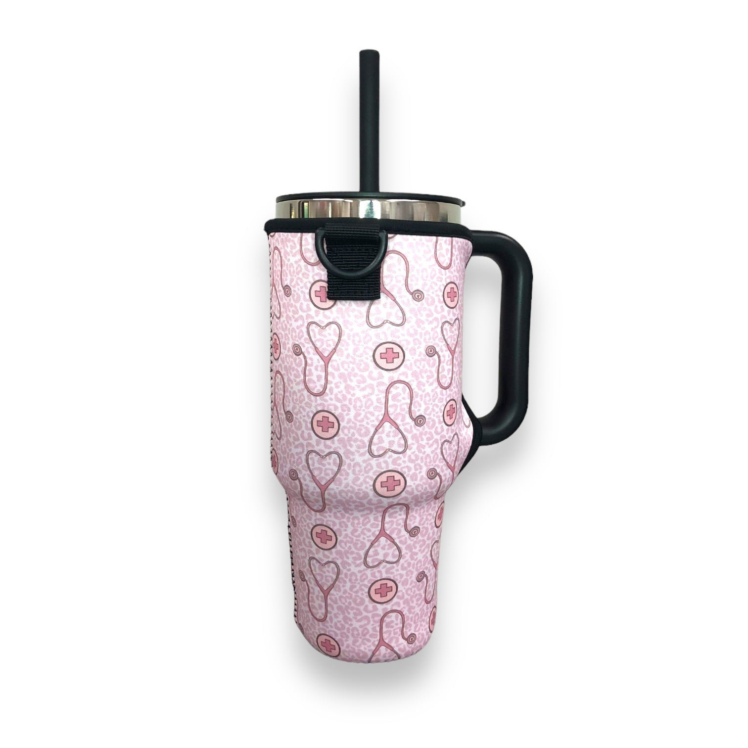 Nurse Leopard 40oz Tumbler With Handle Sleeve