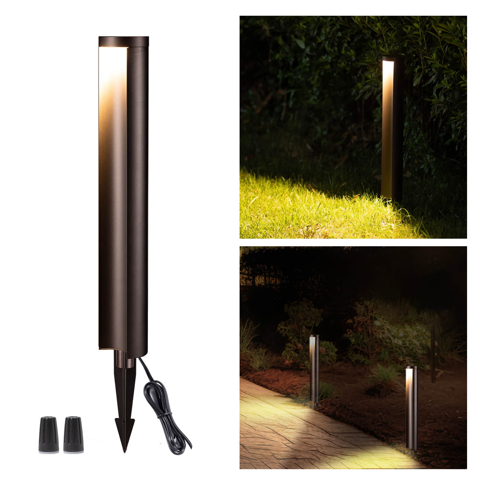 Gardenreet Low Voltage Path Lights, Aluminum ORB Outdoor Wired Decorative Integrated LED Garden Lights with Unique Lighting Effect, 5W 200LM 2700K Warm White IP65 Waterproof Yard Lights for Backyard Patio Sidewalk (9404)