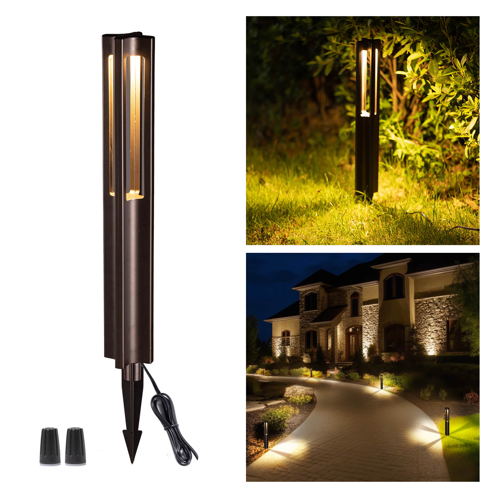 Gardenreet Outdoor Pathway Lights, Die-cast Aluminum ORB Low Voltage Wired Decorative Integrated LED Garden Lights with Unique Lighting Effect, 3W 110LM 2700K Warm White IP65 Waterproof Yard Lights for Backyard Patio Sidewalk (9405)