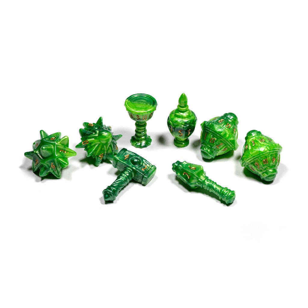 PolyHero Cleric 8 Dice Set - Verdant Viridian