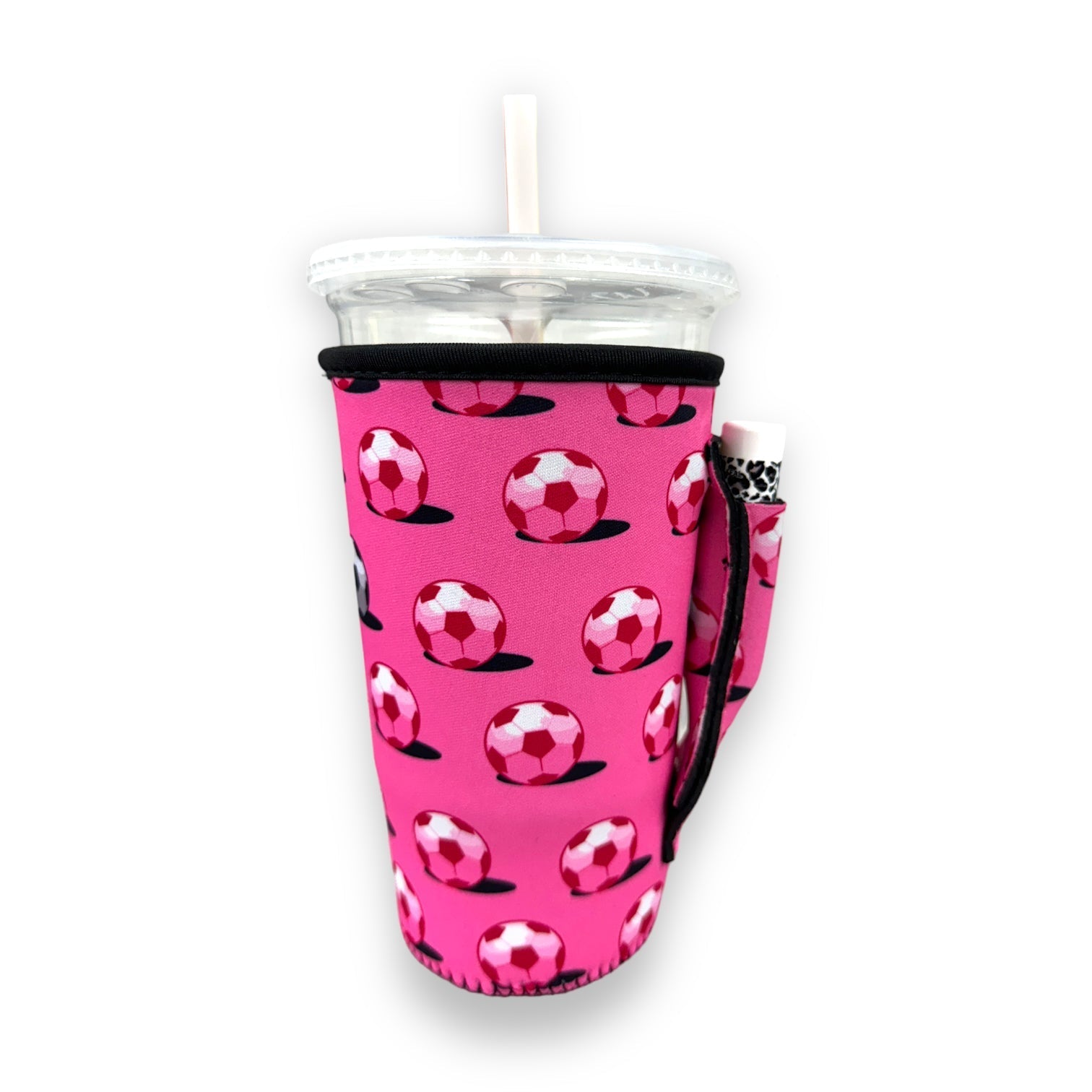 Pink Soccer 20oz Large Coffee / Tea / Tumbler Handler™