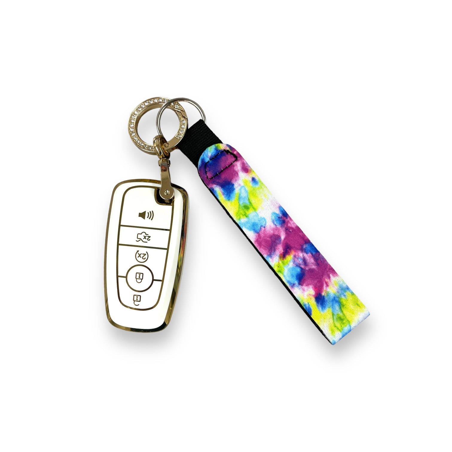 Purple Tie Dye Wristlet Keychain