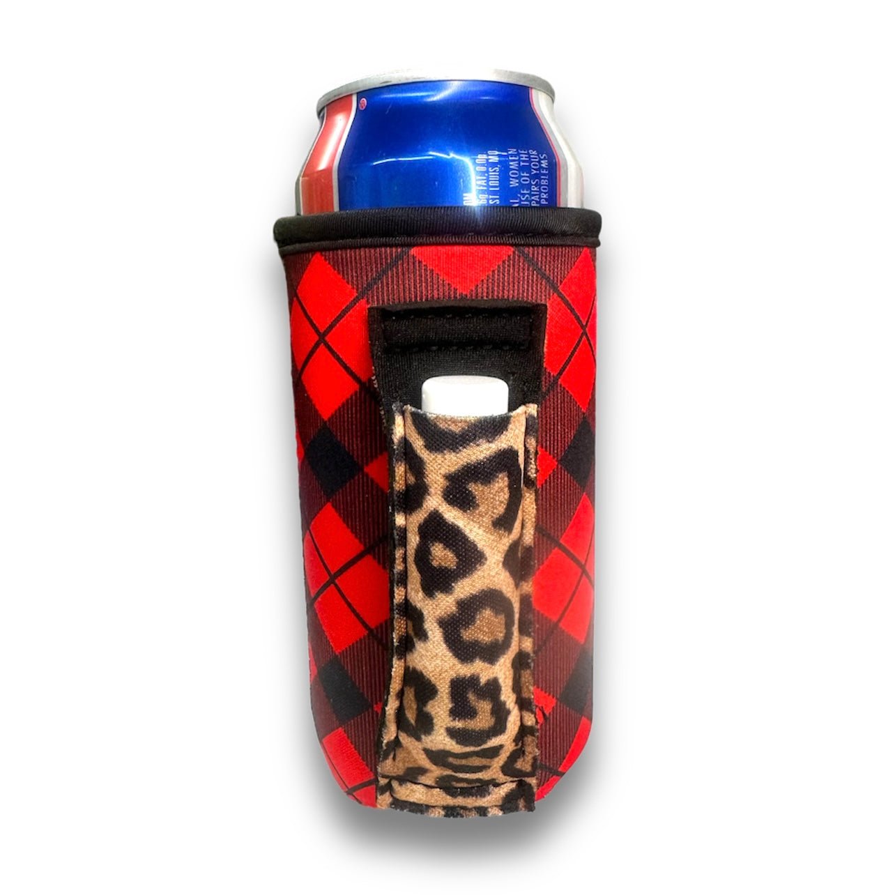 Red Plaid w/ Leopard 16oz Can Handler™