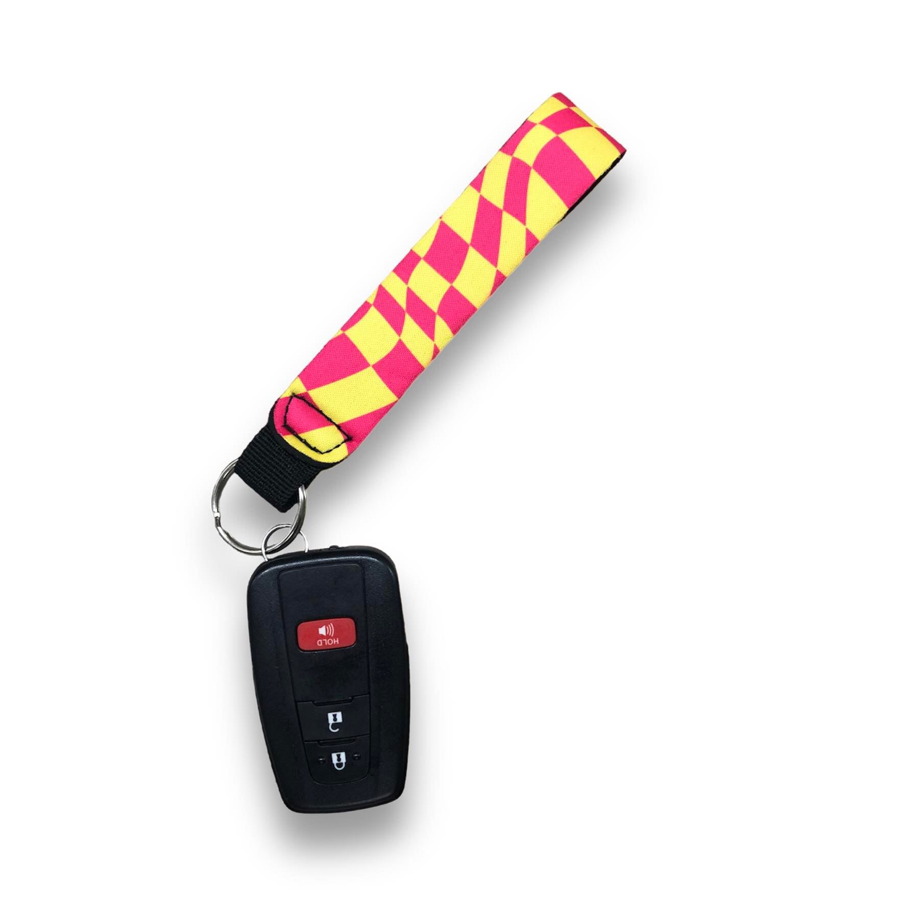 Retro Checkerboard Wristlet Keychain