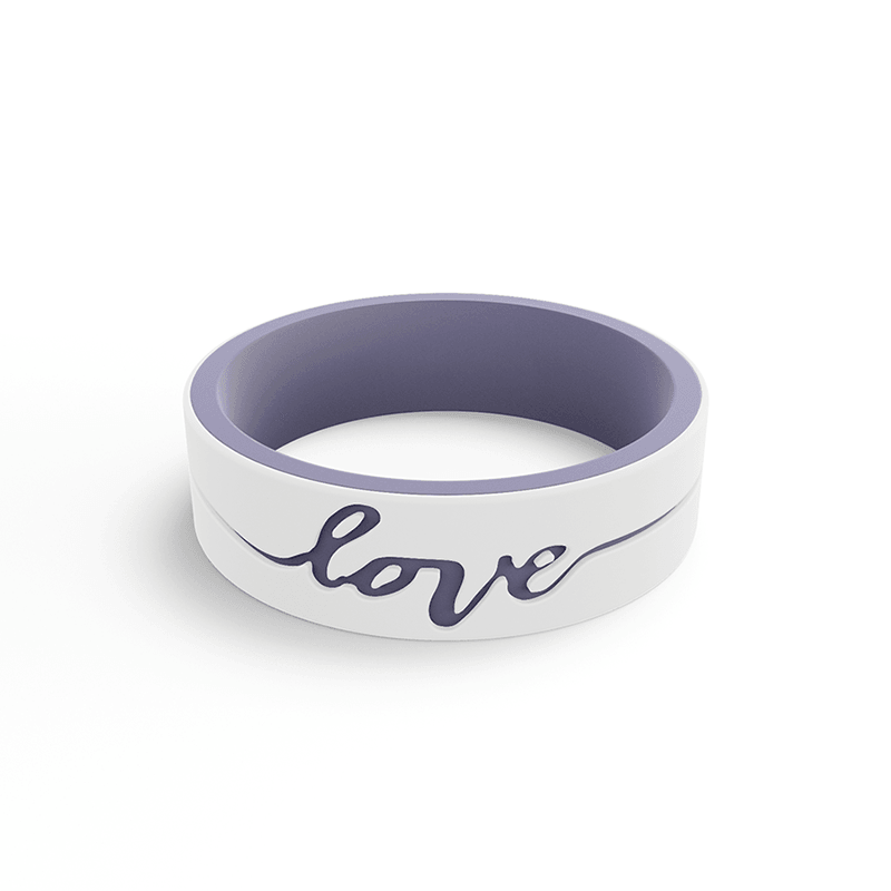 VIOLET Women's Lilac & White Strata Love Silicone Band - 6mm