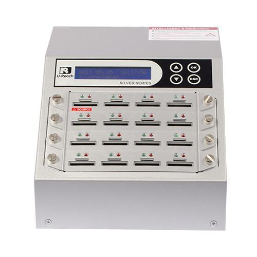 U-Reach 1 to 15 SD/MicroSD Card Duplicator and Sanitizer - Silver Series