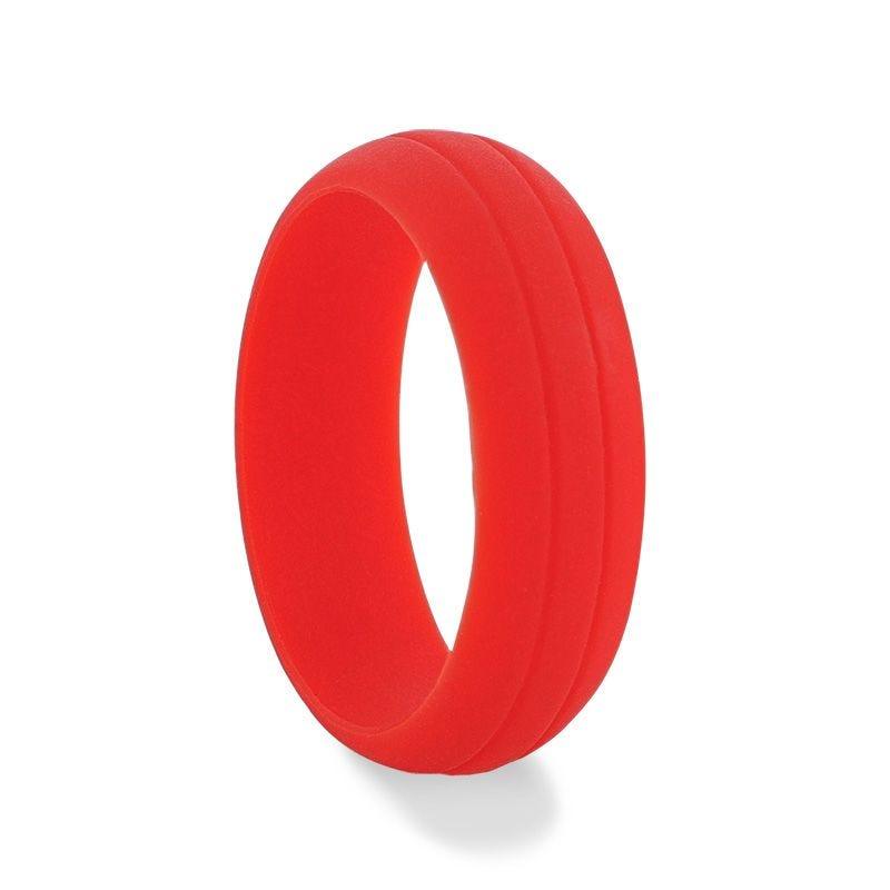 CHERRY Dual Groove Silicone Ring for Men and Women Red Comfort Fit Hypoallergenic Thorsten - 8mm