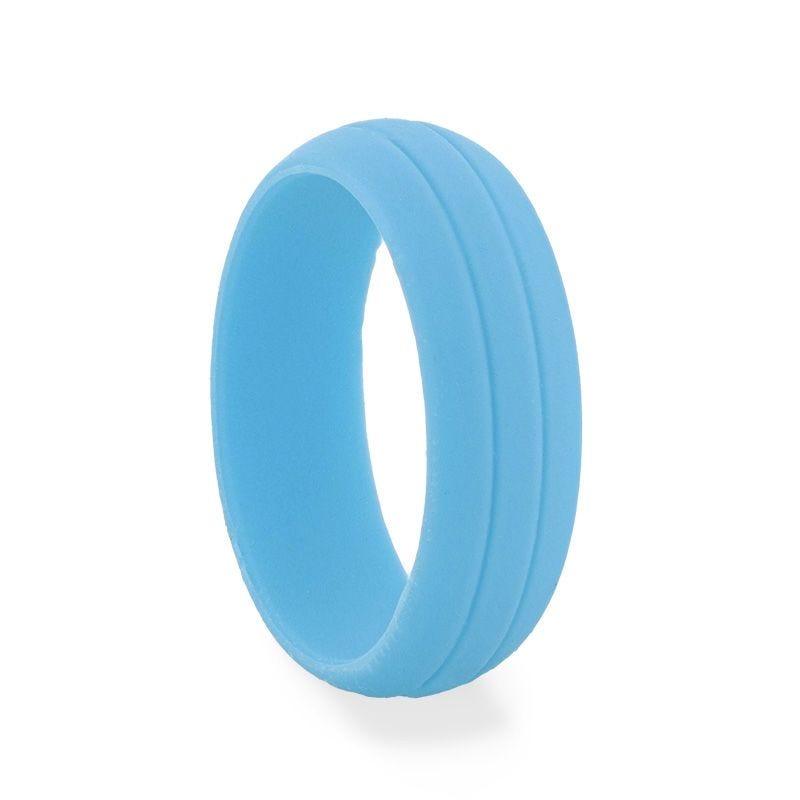 FIJI Dual Groove Silicone Ring for Men and Women Light blue Comfort Fit Hypoallergenic Thorsten - 8mm