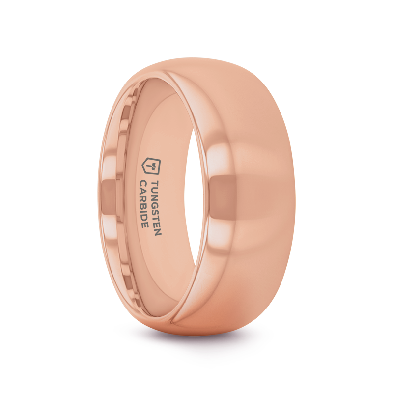 SOL Traditional Domed Rose Gold Plated Tungsten Carbide Wedding Ring - 4mm - 8mm