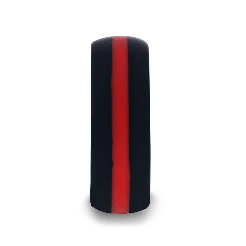 Matte Black Men's Silicone Ring With Vibrant Red Colored Inlay - 8mm