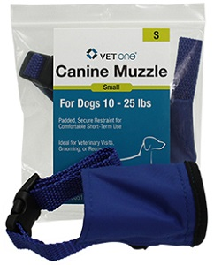 VetOne Nylon Padded Canine Muzzle, Small (10-25 lbs)