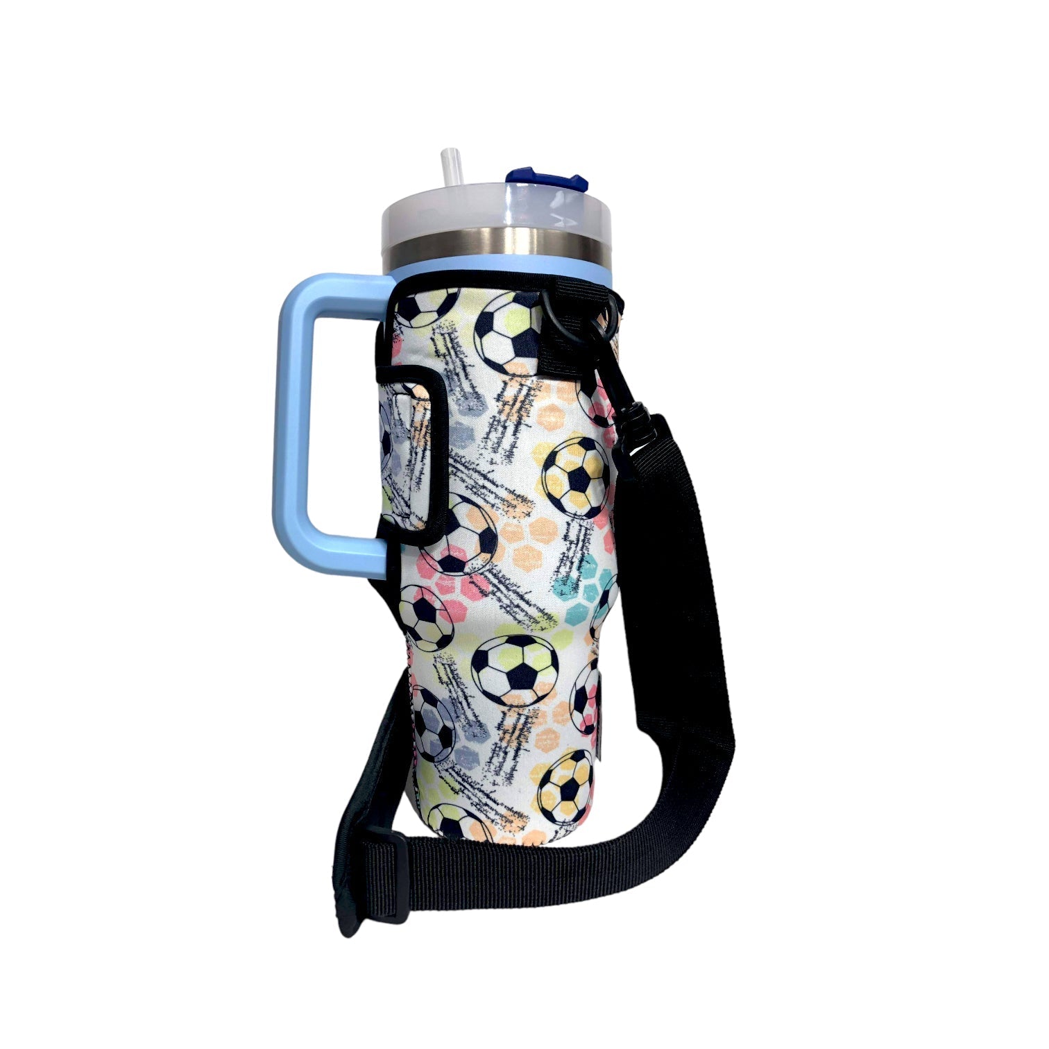 Soccer 40oz Tumbler With Handle Sleeve