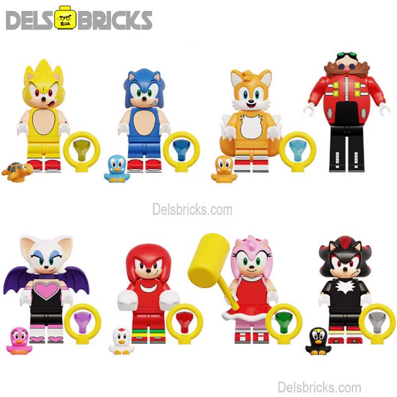 Sonic The Hedgehog Set of 8 Lego Minifigures Custom toys