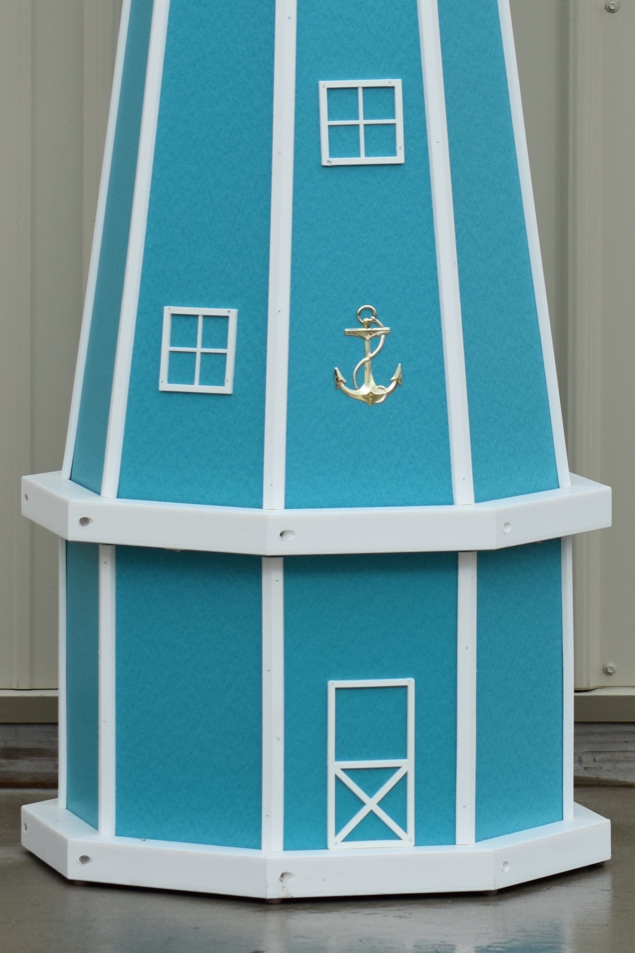 5 ft. Octagon Solar and Electric Powered Poly Lighthouses Aruba Blue with White trim