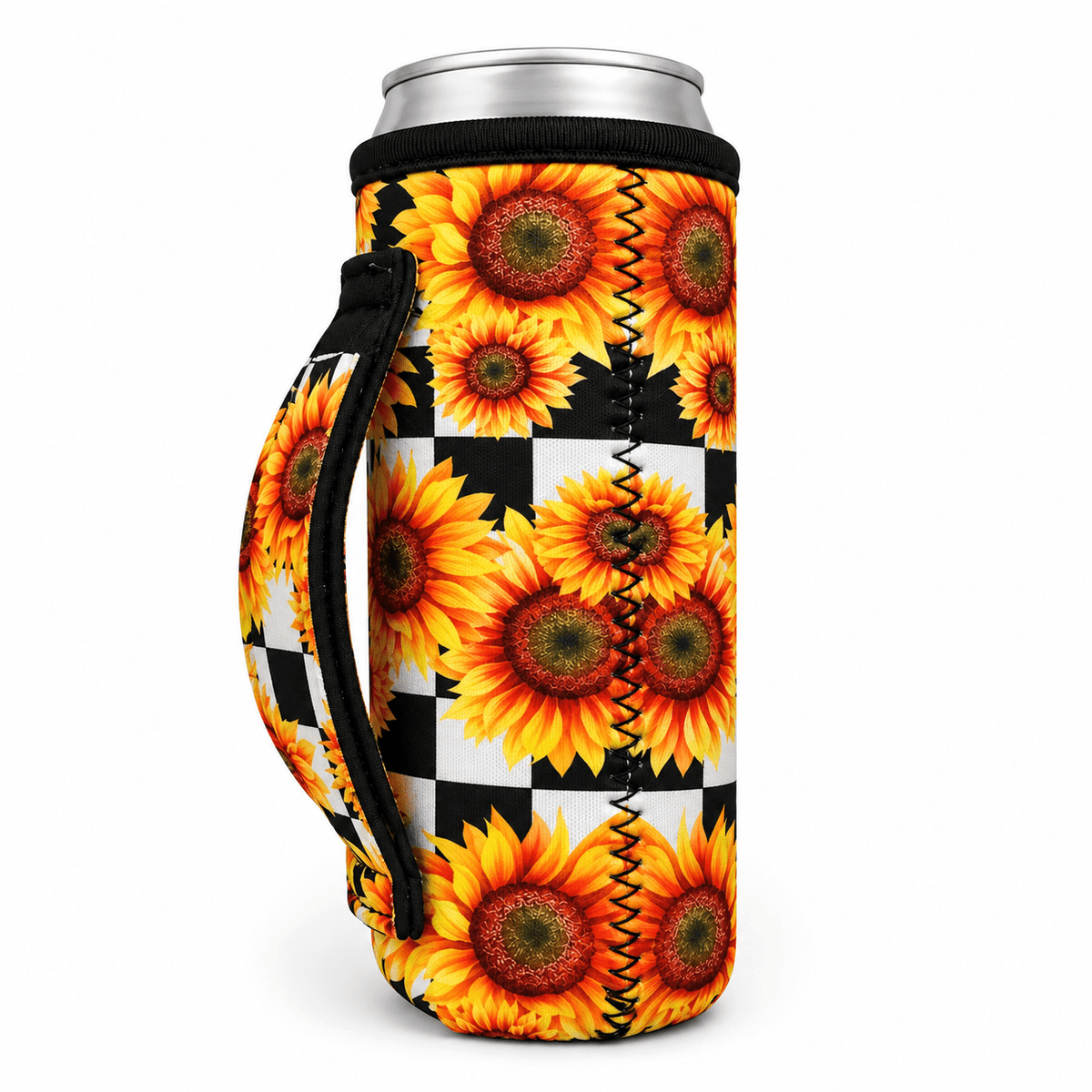 Sunflowers & Checkers 12oz Slim Can Handler™