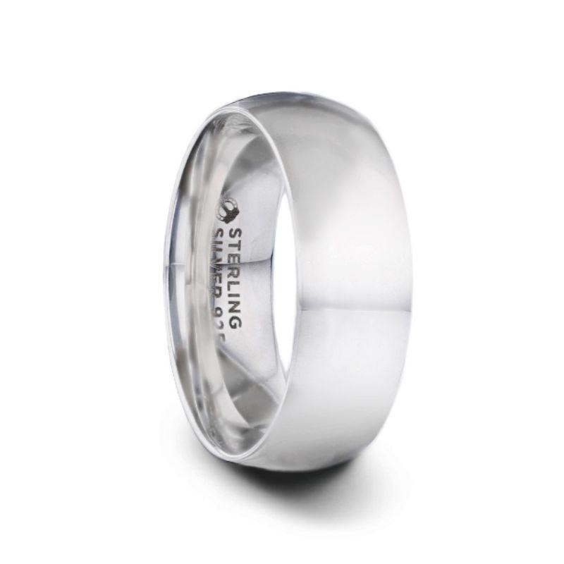 VIVID Silver Polished Finish Domed Wedding Band - 4mm & 8mm