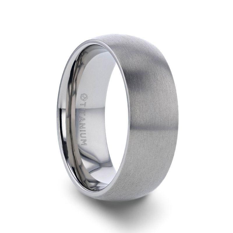 ERIS Men’s Titanium Brushed Finish Domed Wedding Band - 6mm & 8mm