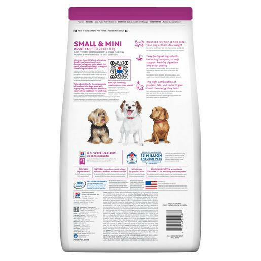 Hill's Science Diet Adult Small & Mini Chicken & Brown Rice Recipe Dry Dog Food, 15.5 lb bag