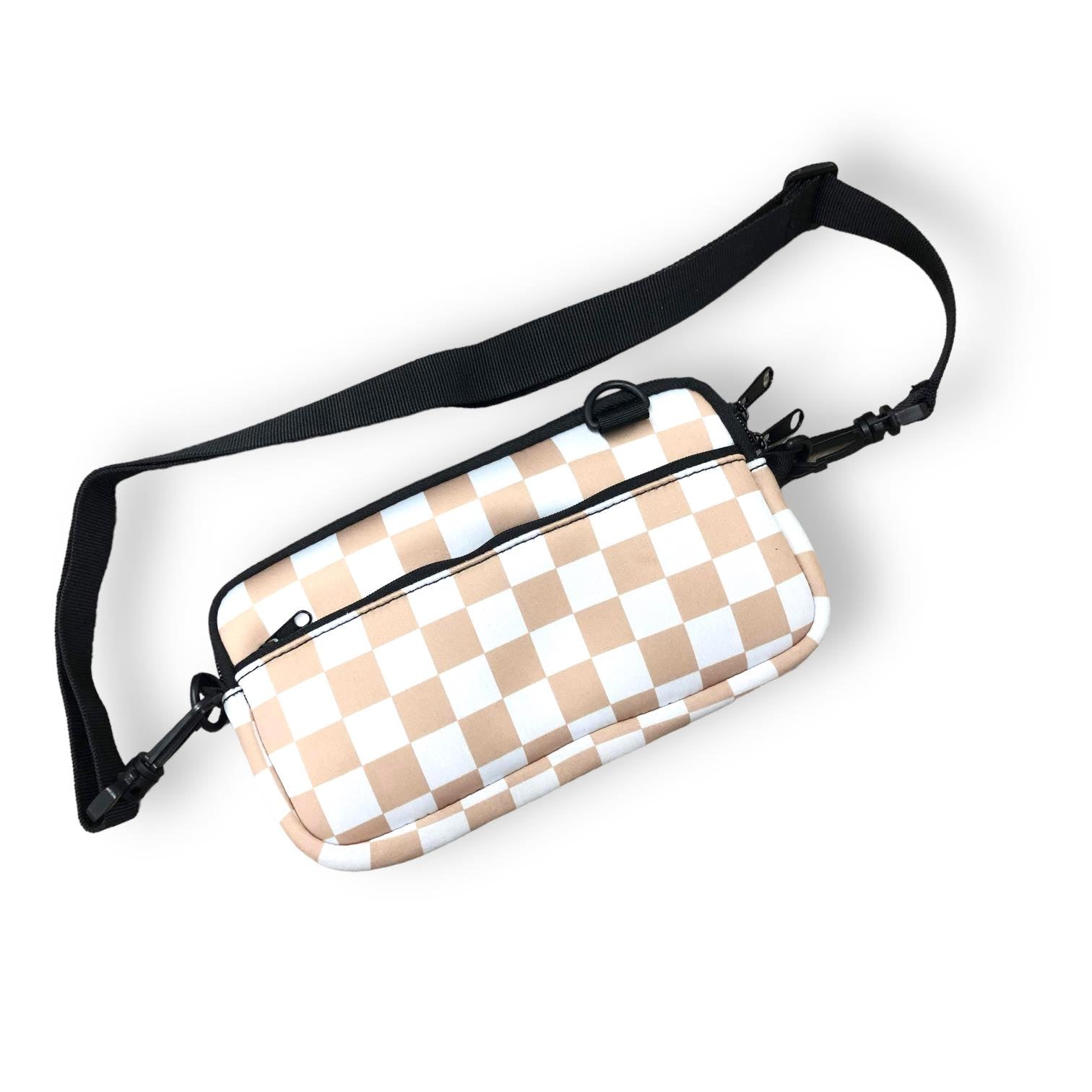 Tan Checkerboard Cross Body Purse