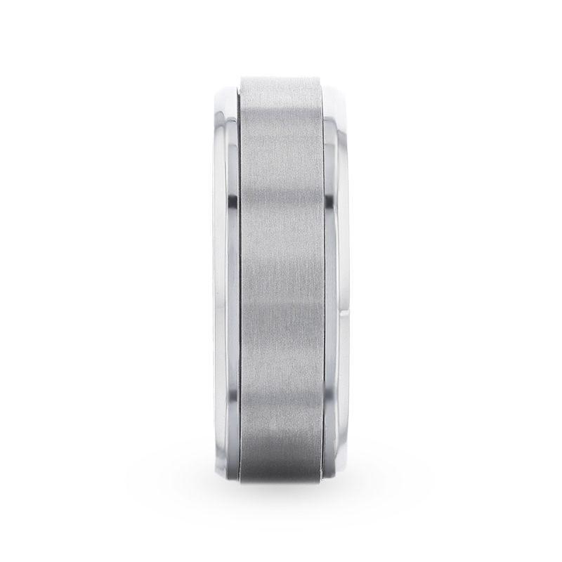 REBELLION Spinning Brushed Center Titanium Men's Wedding Band With Polished Beveled Edges - 8mm