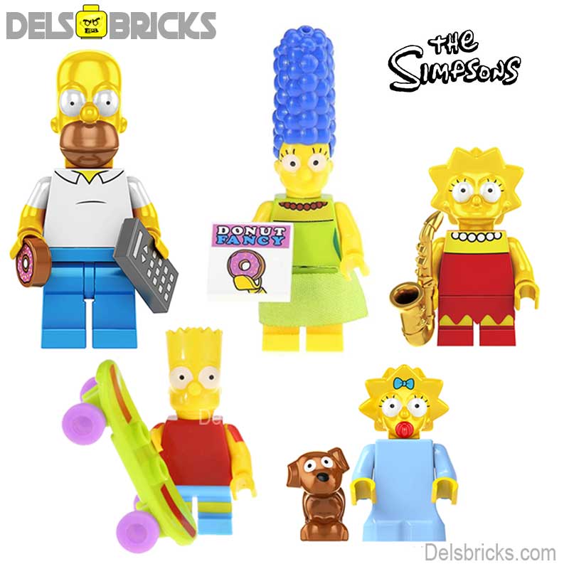 The Simpsons family of 5 Lego Minifigures Custom Toys 1