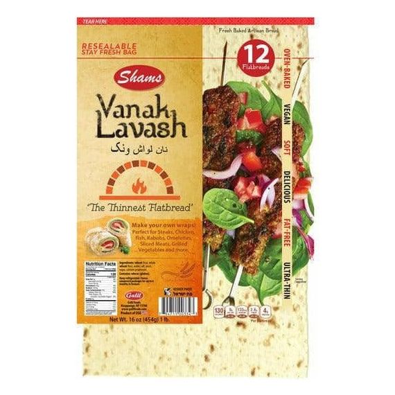 Vanak Lavash Bread | Ultra-Thin Flat Bread | 16 oz | Shams