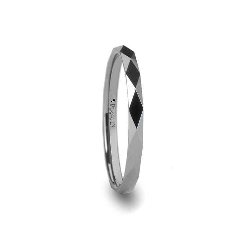 ATLANTIS Diamond Faceted Women's Tungsten Ring - 2mm