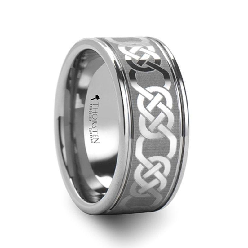 BOSTON Celtic Laser Engraved Tungsten Carbide Ring - 10mm