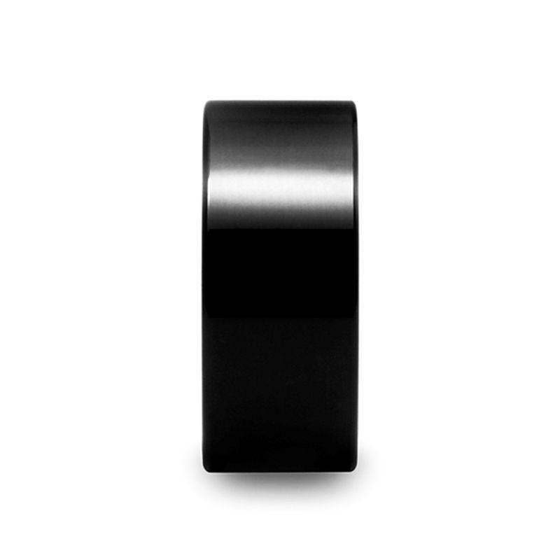 PORTLAND Flat Polished Finish Black Tungsten Ring - 10mm