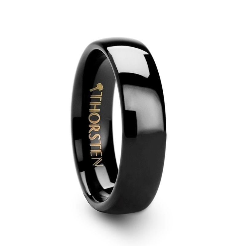 PHOEBE Domed Black Tungsten Carbide Wedding Band - 4mm - 6mm