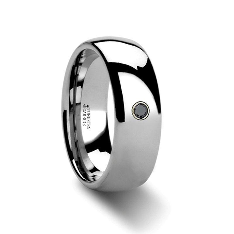 BRISBANE Domed Black Diamond Tungsten Ring - 6mm & 8mm