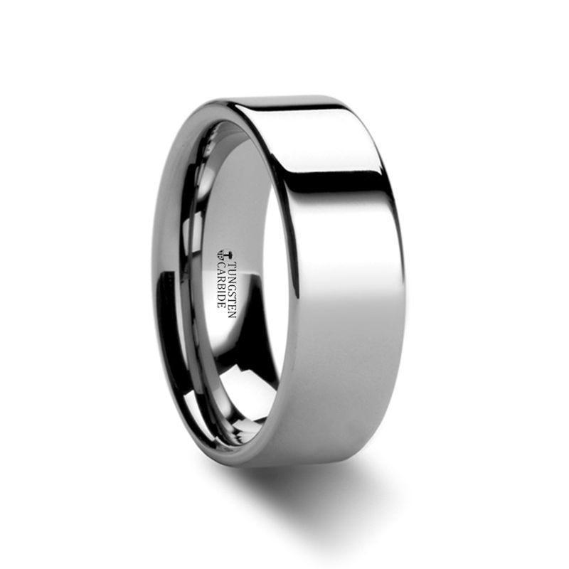 SHELTON Pipe Cut White Tungsten Carbide Ring with Polished Finish - 10mm