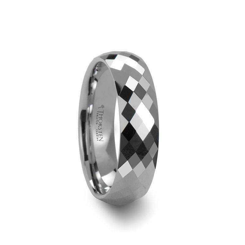 SCOTTSDALE 288 Diamond Faceted White Tungsten Ring - 2mm - 8mm