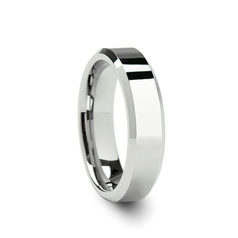 ROMA Women's Beveled Tungsten Carbide Wedding Ring - 4mm & 6mm