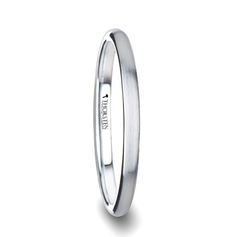 PYTHIUS Domed Brush Finished White Tungsten Ring - 2mm - 8mm