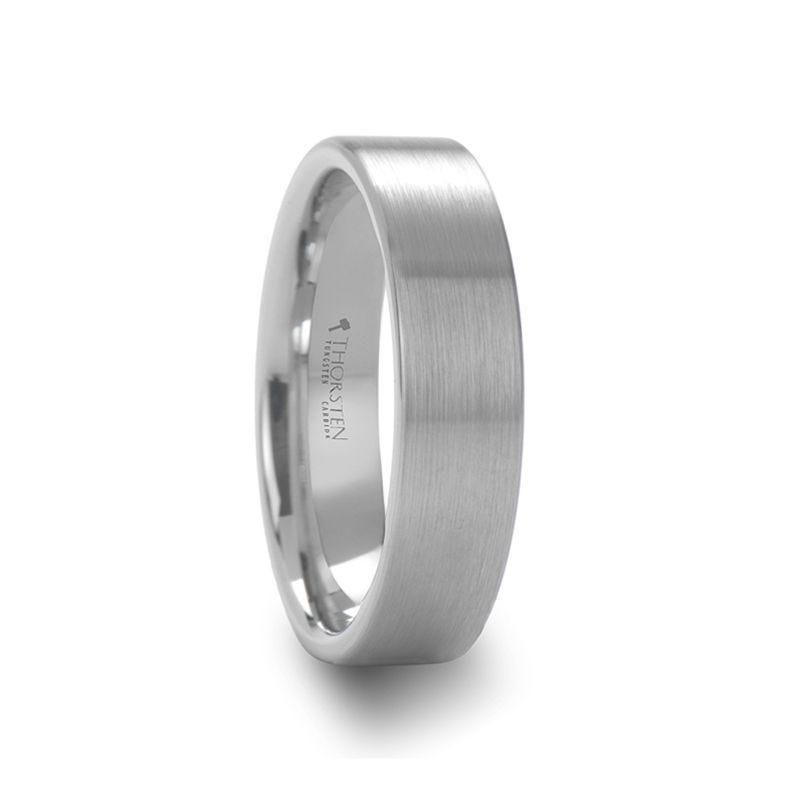 MASON Flat Brush Finished White Tungsten Wedding Ring - 2mm - 8mm