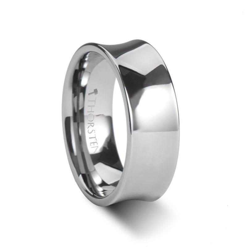 WASHINGTON Concave Tungsten Wedding Band with Polished Finish - 4mm - 8mm