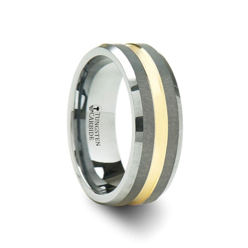 CENTREVILLE Tungsten Carbide Ring with Gold Plated Channel - 8 mm