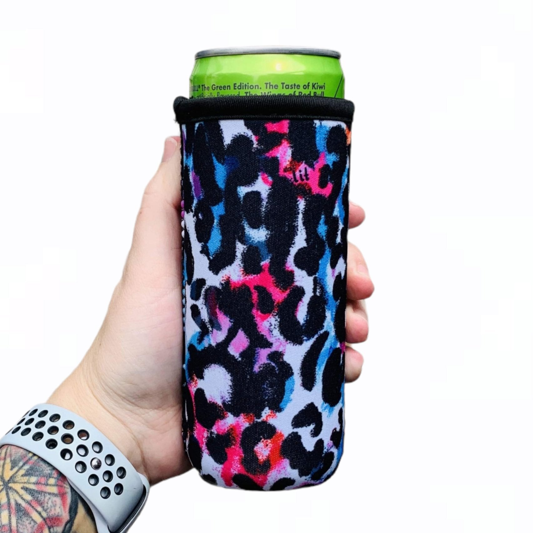 Watercolor Leopard 12oz Slim Can Sleeve